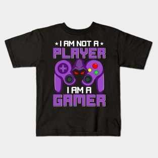 I'm Not A Player, I'm A Gamer Purple Game Controller Video Gamer Gift Kids T-Shirt